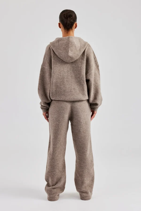 Knitted Zip Through Tracksuit - Taupe