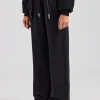 Ladies Wide Leg Jogger - Black