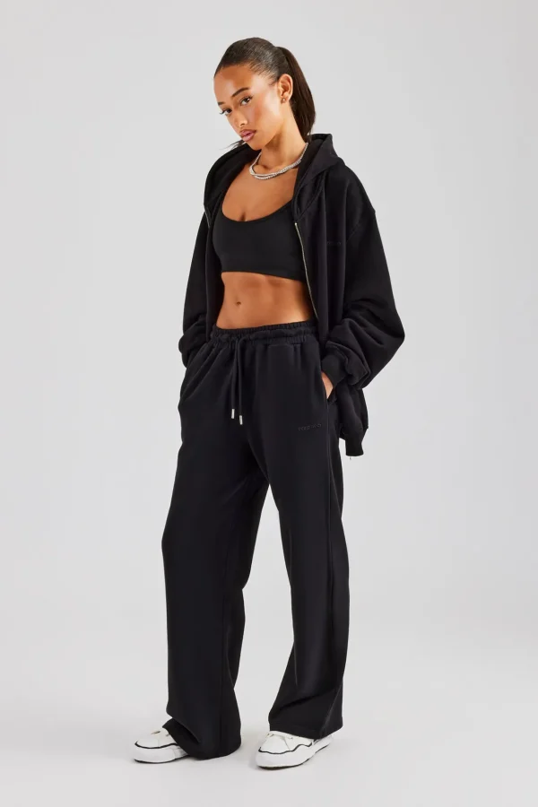 Ladies Wide Leg Jogger - Black