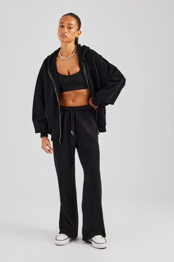 Ladies Wide Leg Jogger - Black