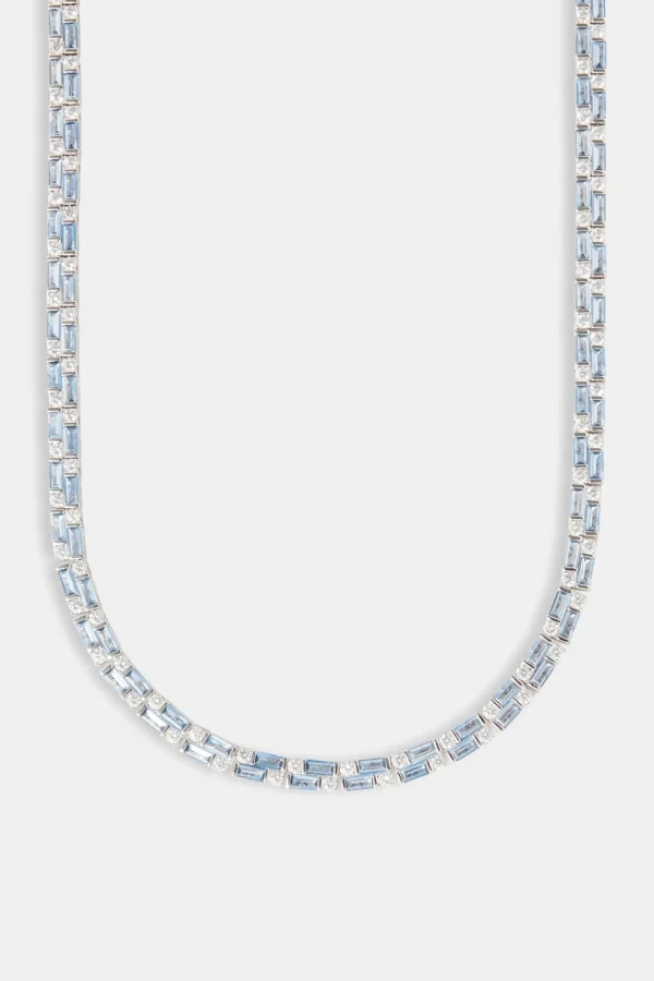 Light Blue Double Baguette Stone Tennis Chain - 6mm