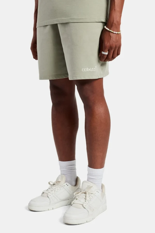 Logo Embroidered Jersey Short - Sage