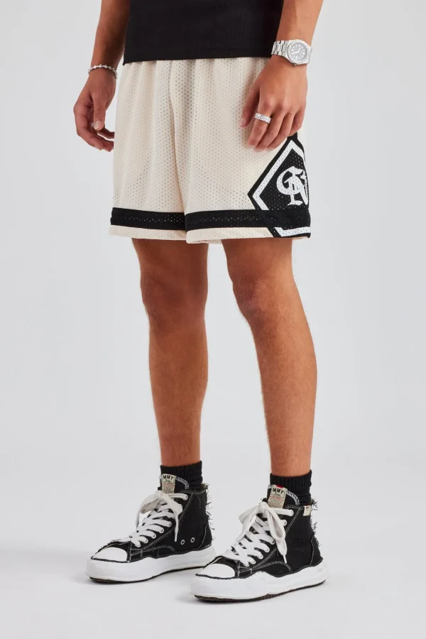 Logo Panelled Mesh Short - Off White