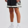 Logo Panelled Mesh Short - Black