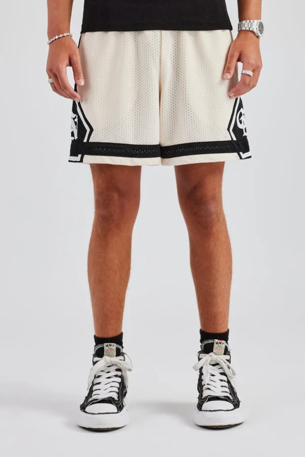 Logo Panelled Mesh Short - Off White