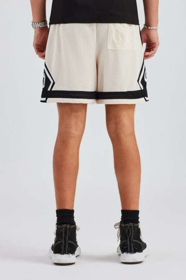 Logo Panelled Mesh Short - Off White