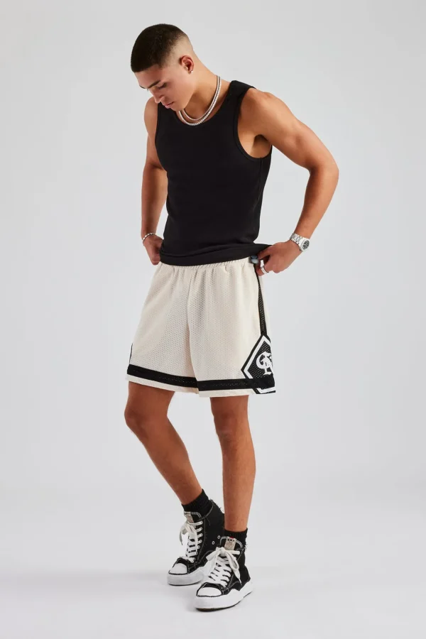 Logo Panelled Mesh Short - Off White