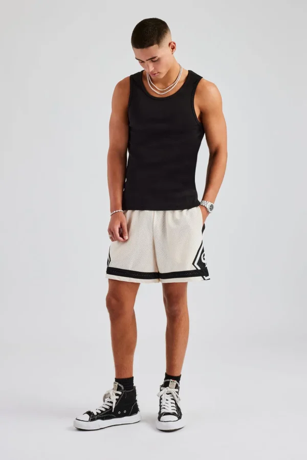 Logo Panelled Mesh Short - Off White