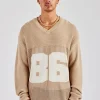 Long Sleeve 86 Knit Varsity - Taupe