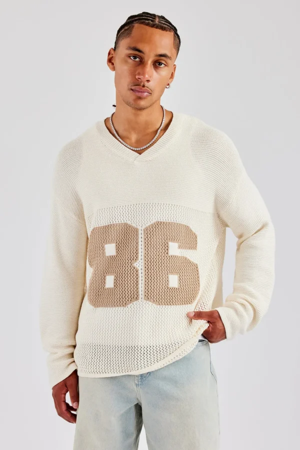 Long Sleeve 86 Knit Varsity - Ecru