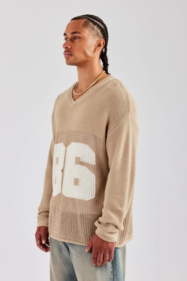 Long Sleeve 86 Knit Varsity - Taupe