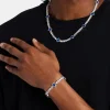 Mens Blue Motif Tennis Chain + Bracelet