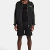 Mens Contrast Panel Track Jacket & Short Set - Black