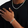 Mens Green Motif Tennis Chain + Bracelet