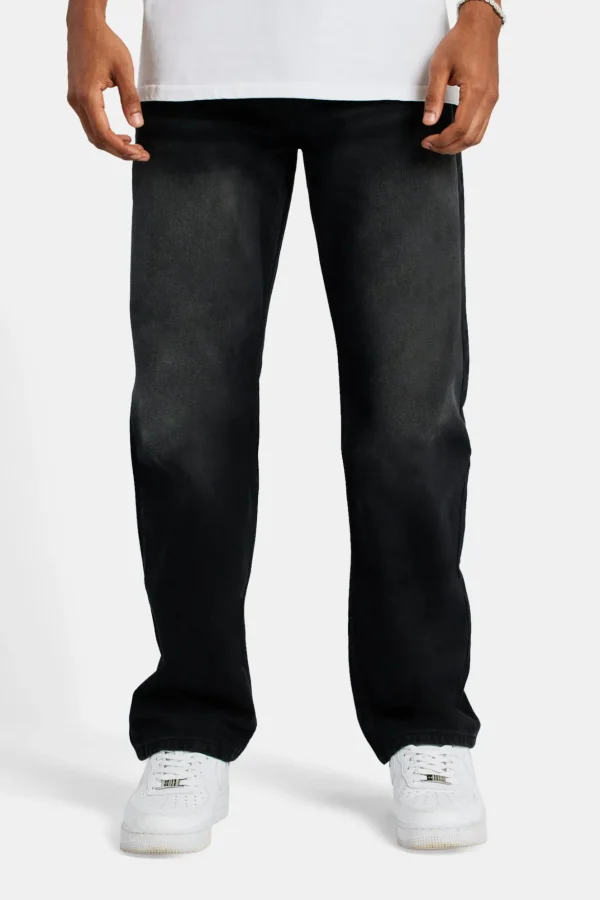 Mens Relaxed Fit Jeans - Washed Black