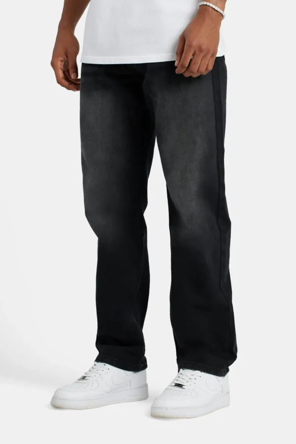 Mens Relaxed Fit Jeans - Washed Black