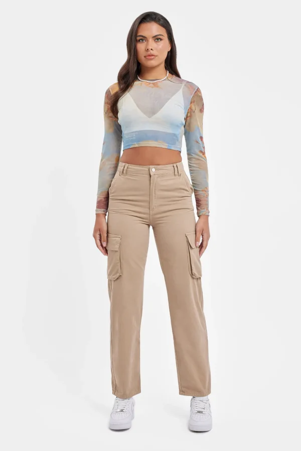 Mesh Printed Long Sleeve Top - Multi