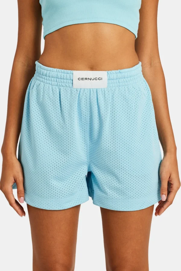 Mesh Shorts With Label - Blue