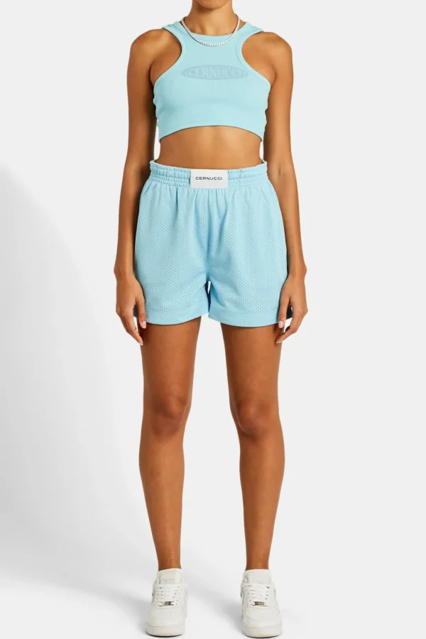 Mesh Shorts With Label - Blue