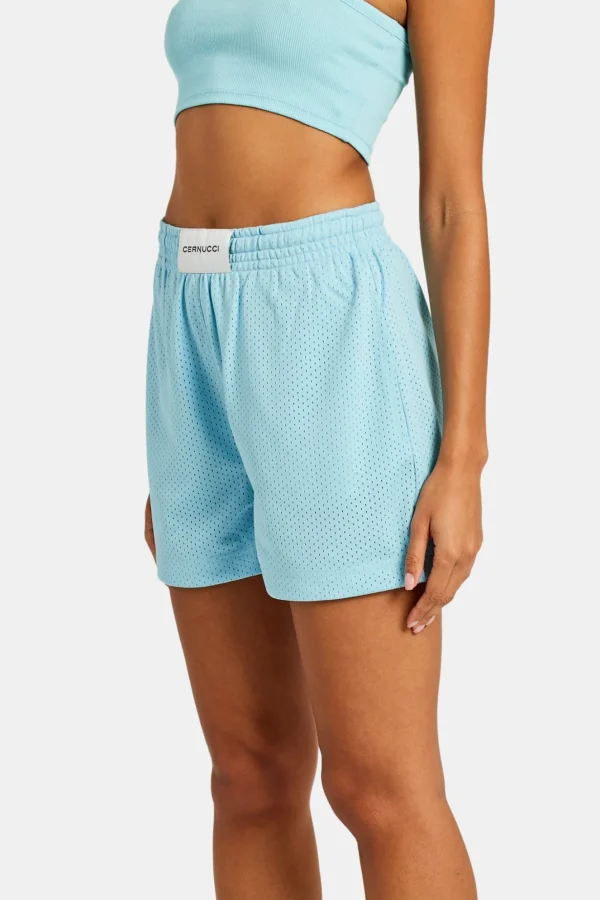 Mesh Shorts With Label - Blue