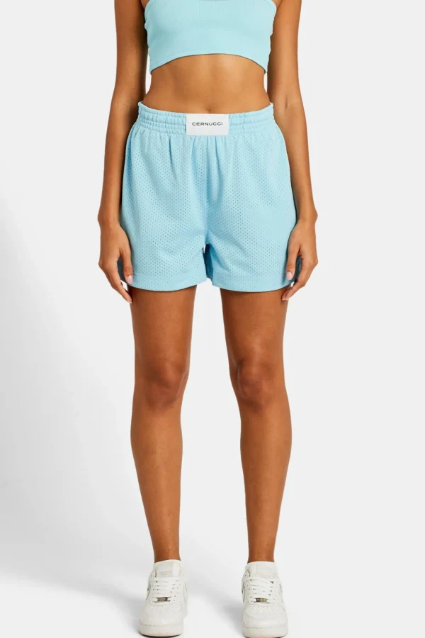 Mesh Shorts With Label - Blue