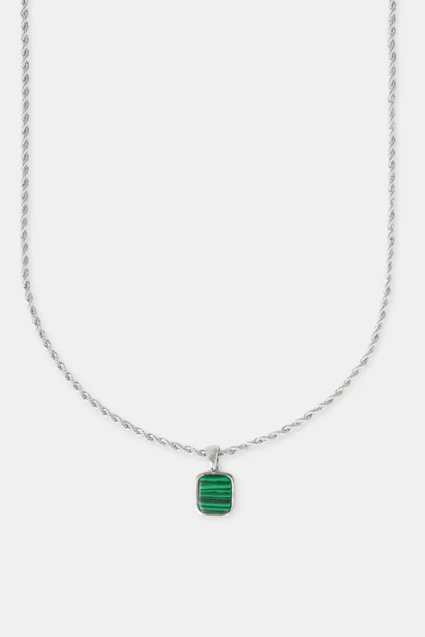 Micro Green Malachite Rope Necklace - 12mm