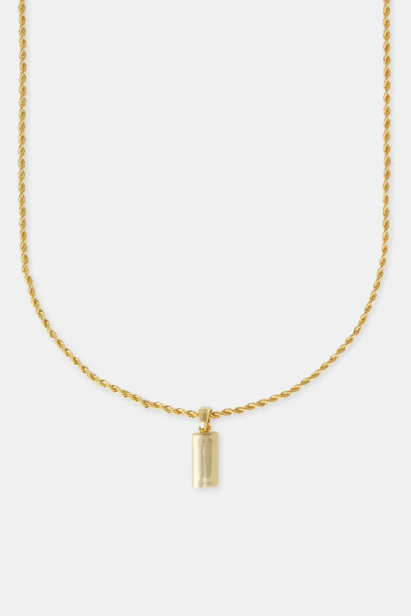 Micro Polished Bar Rope Necklace - 15mm - Gold