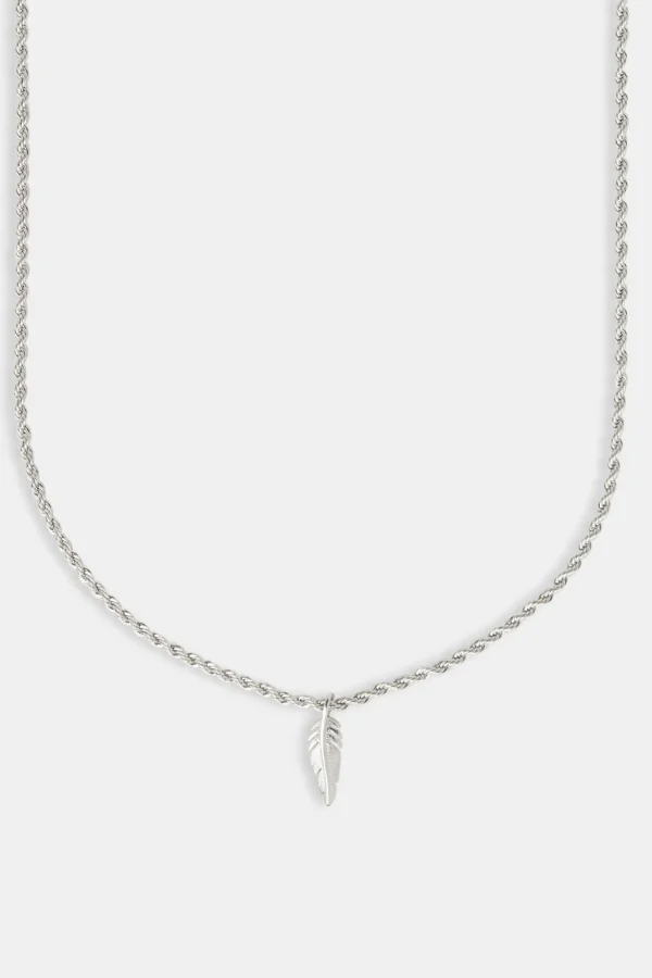 Micro Polished Feather Rope Necklace - 15mm