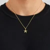 Micro Polished Star Cuban Necklace - 15mm - Gold