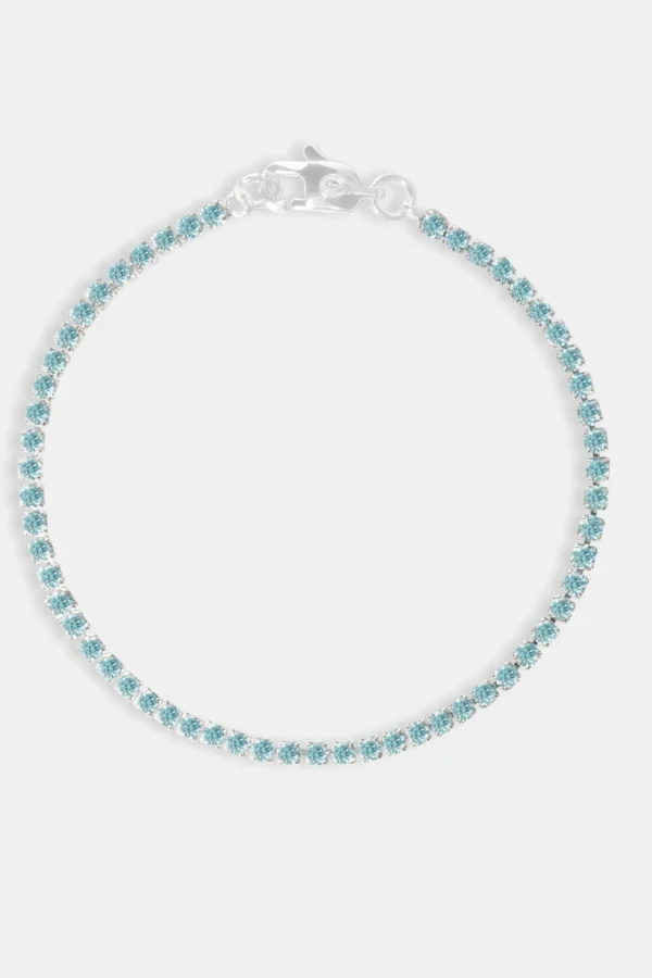 Micro Tennis Bracelet Light Blue - White 2.5mm