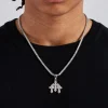 Micro Triple Cross Pendant & 3mm Tennis Chain - White