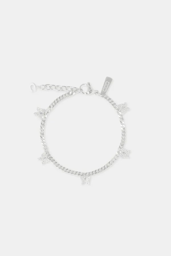 3mm Butterfly Drop Cuban Bracelet - White