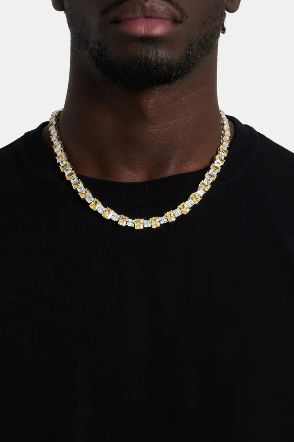 10mm Clear & Yellow Square Tennis Chain