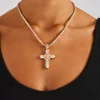 25mm Clear Cross Pendant - Gold