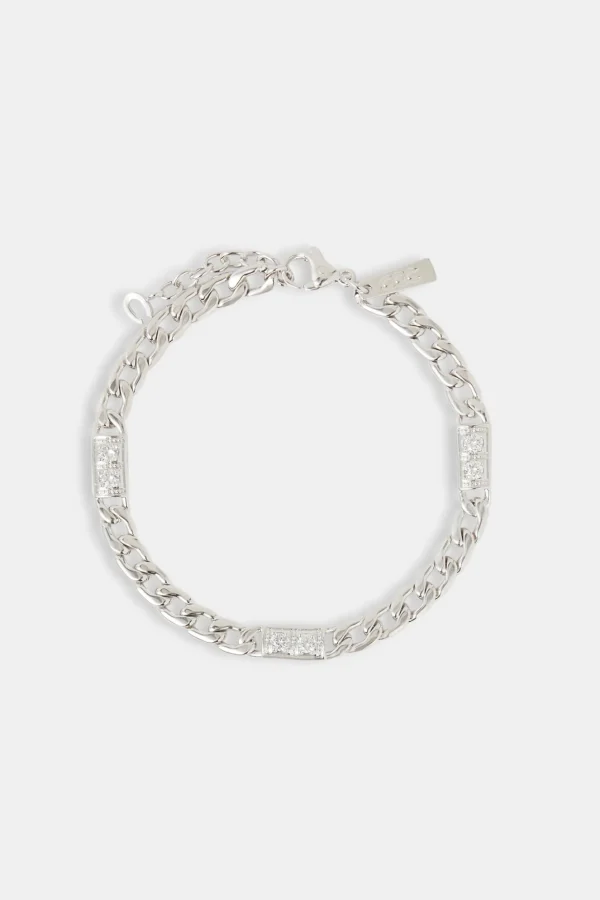 6mm Cuban CZ Panel Bracelet - White