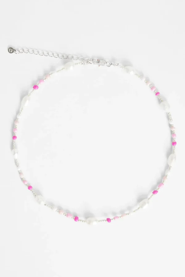 7mm Freshwater Pearl & Pink Bead Necklace