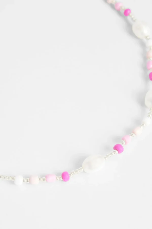 7mm Freshwater Pearl & Pink Bead Necklace