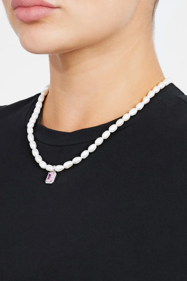 6mm Freshwater Pearl & Pink Gemstone Necklace