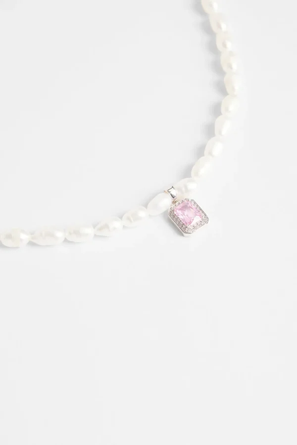 6mm Freshwater Pearl & Pink Gemstone Necklace