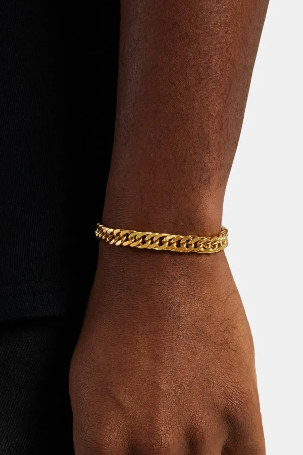 8mm Gold Plated Square Cuban Bracelet