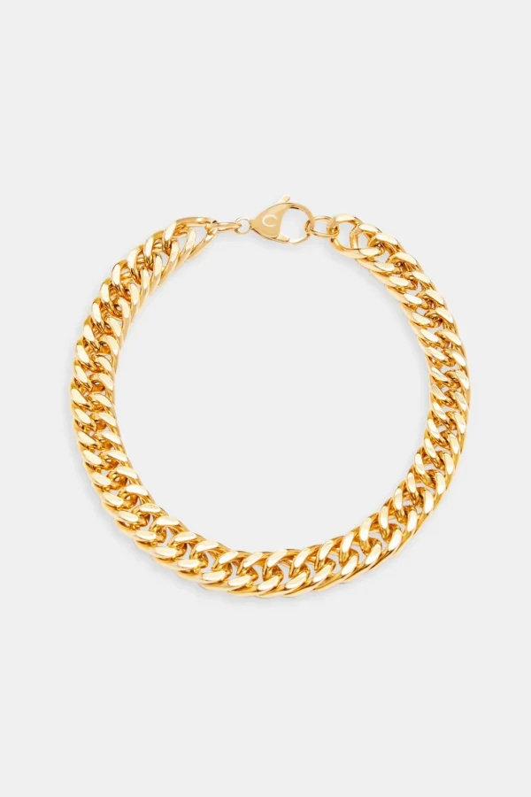 8mm Gold Plated Square Cuban Bracelet