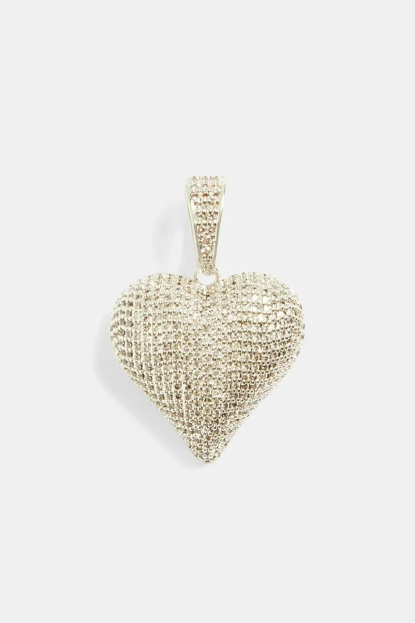 28mm Iced CZ Pave Heart Pendant