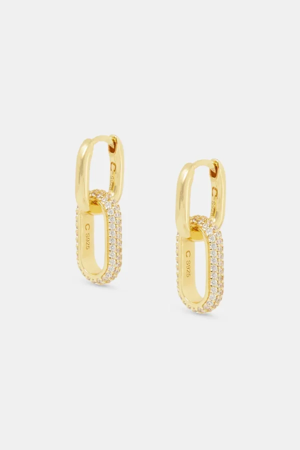 18mm Iced Link Hoop Earrings