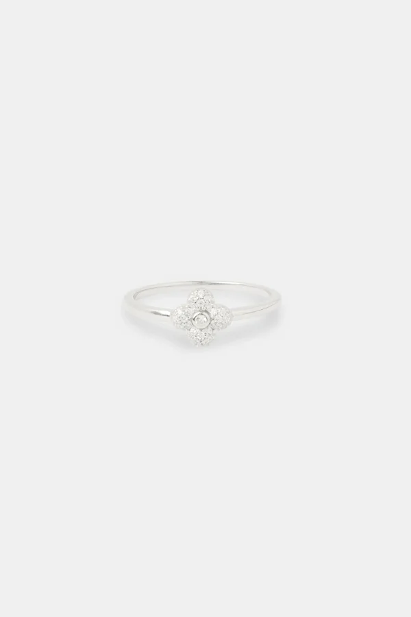 8mm Iced Pave Motif Ring - White