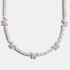 5mm Iced Pink Cz Butterfly Tennis Necklace