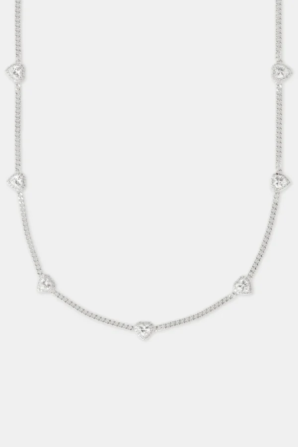 2.5mm Micro Cuban Multi Heart Cz Chain