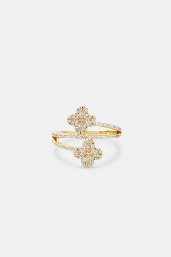 15mm Motif CZ Twist Ring - Gold