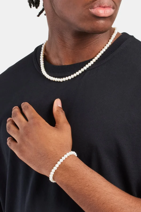 6mm Pearl Chain & Bracelet - White