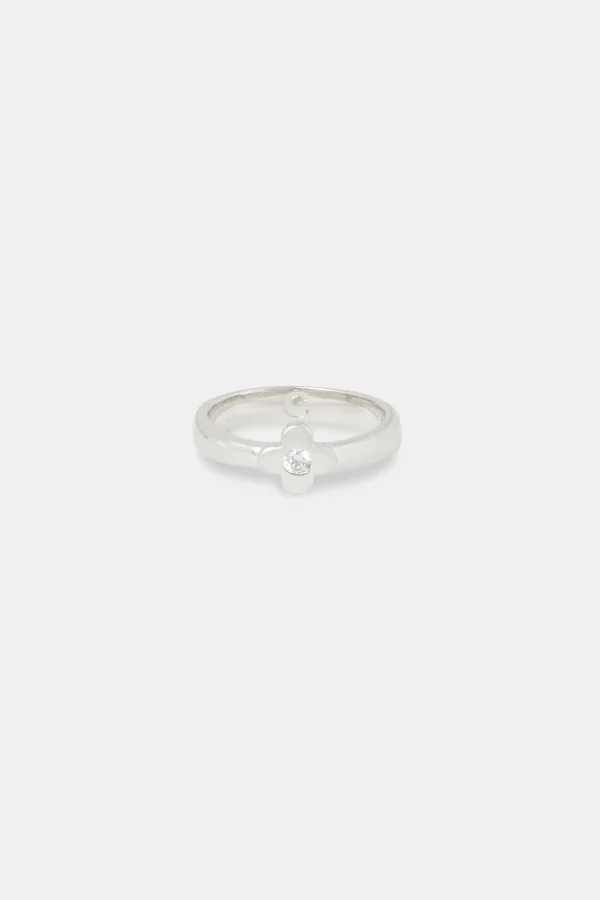 8mm Polished CZ Motif Ring - White