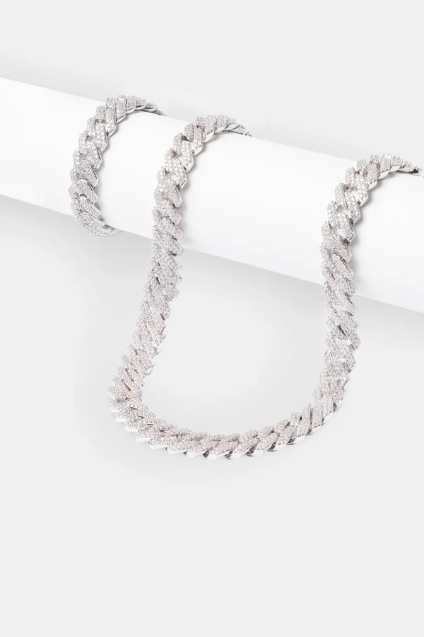 14mm Prong Cuban Chain & Bracelet - White